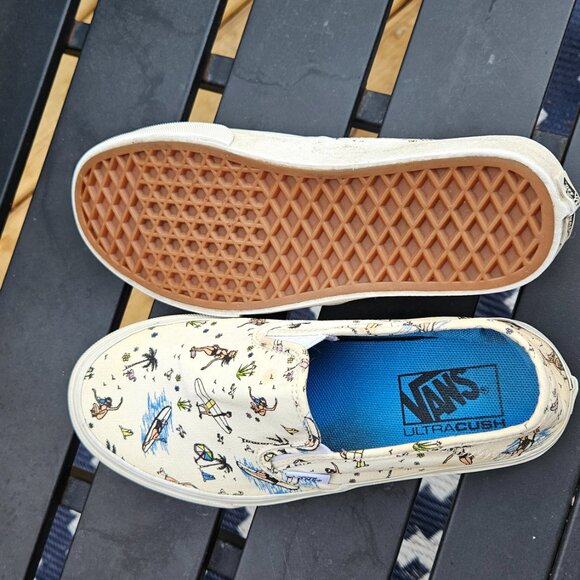 Vans "Off The Wall" Slip-ons - Surfer design - Blue Ultracush insole RARE?  Wm 7 - Picture 2 of 7